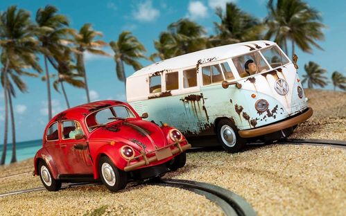 Scalextric VW Käfer + Camper Van T1b -  "Rusty Rides"
